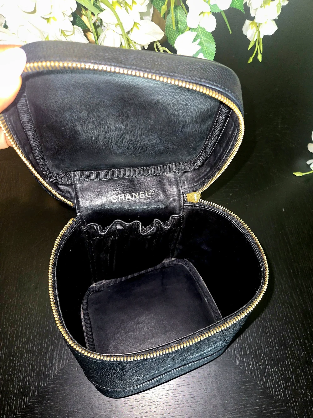Chanel Vintage Caviar Leather Timeless Tall Vanity Case